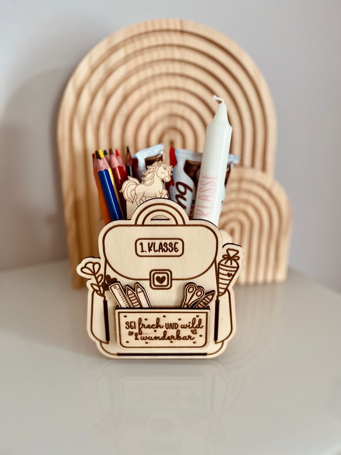 Handgefertigte Stiftebox im Schulranzen-Design – Das perfekte Geschenk zur Einschulung!