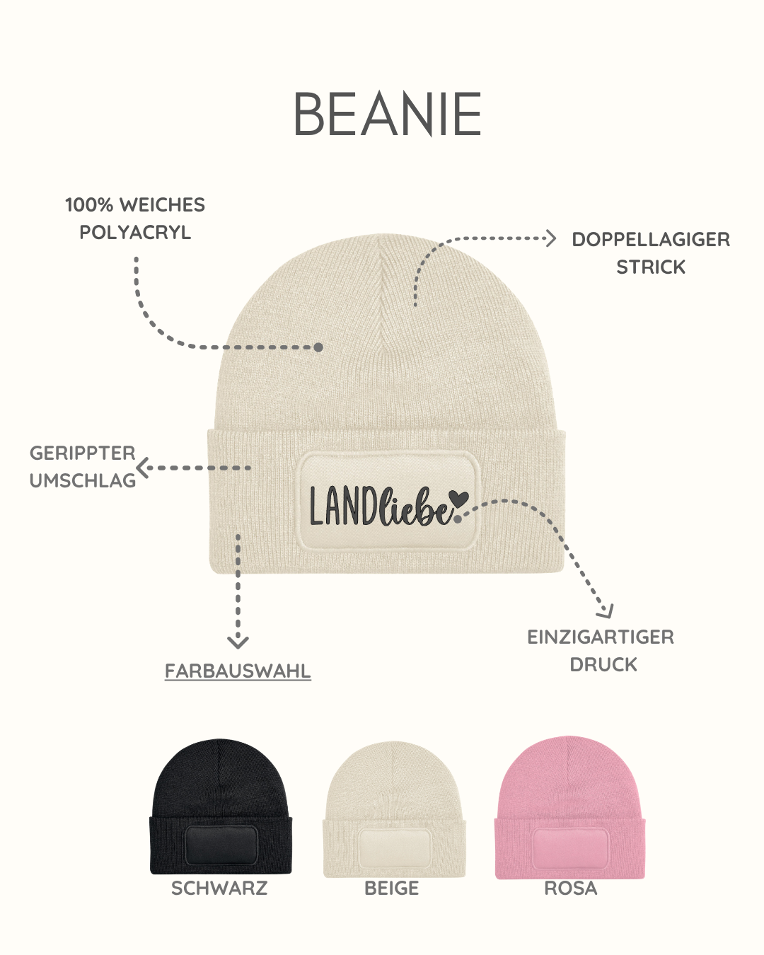 Beanie- Mütze - Liebevoll / Lieber voll