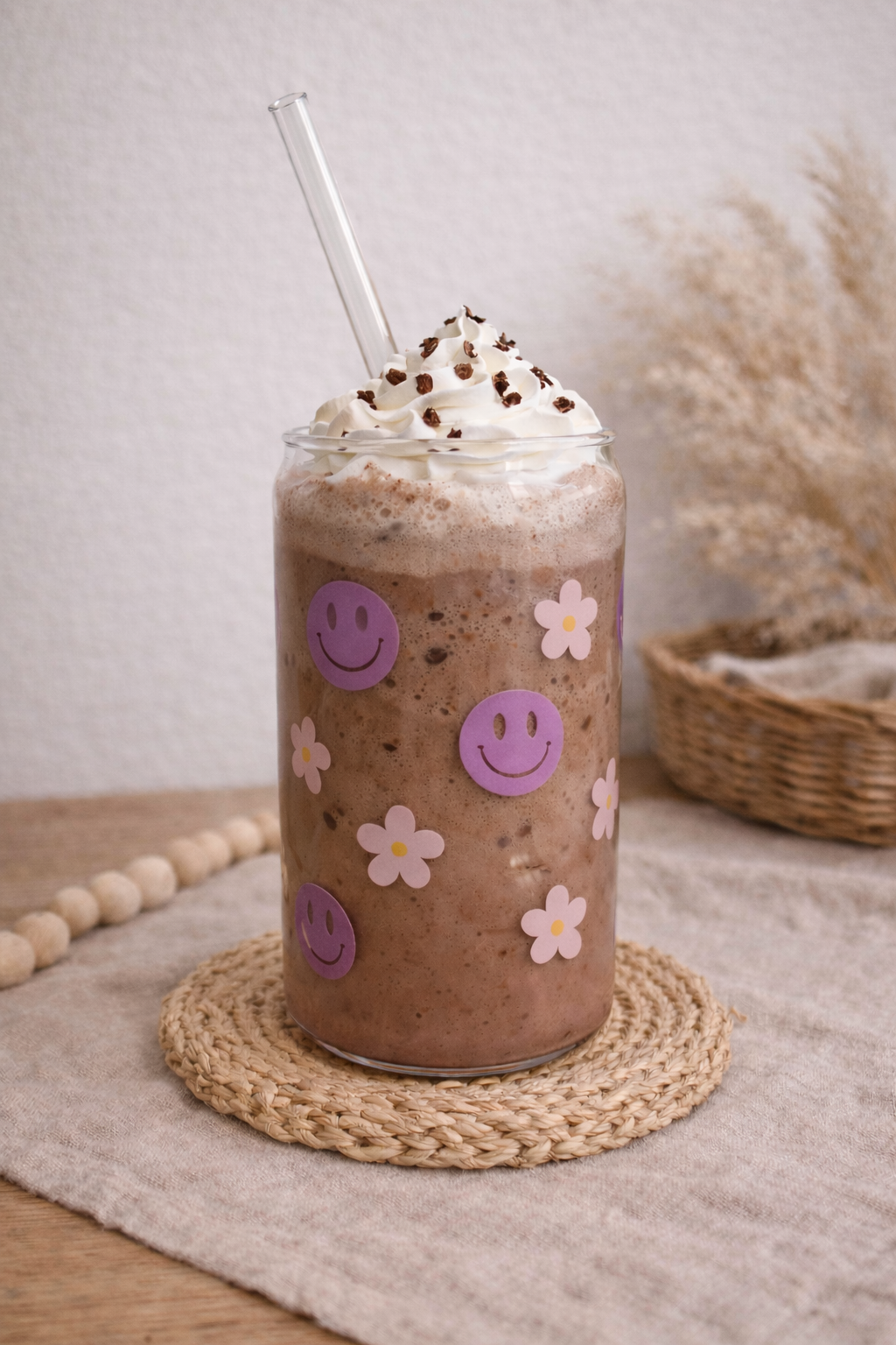 Trinkglas - "Smileys & Blümchen"