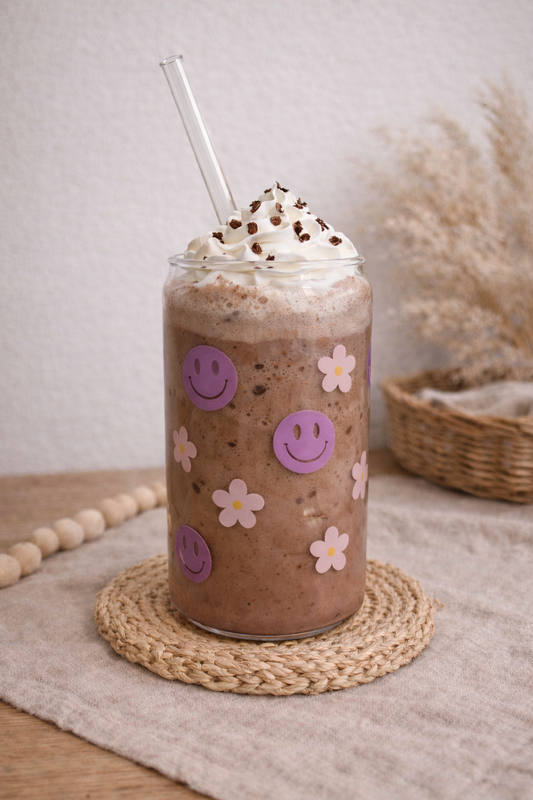 Trinkglas - "Smileys & Blümchen"