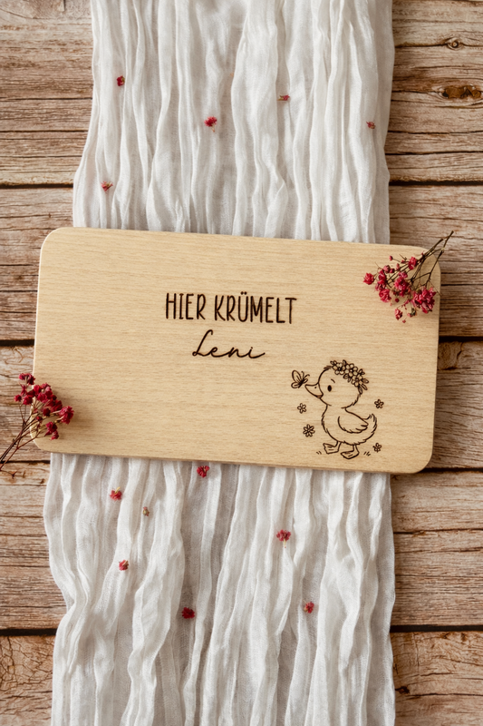 Frühstücksbrett - personalisiert - Hier krümelt-Entenmädchen