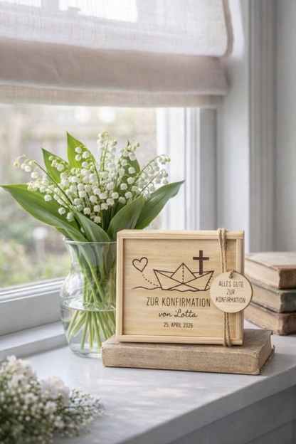Geschenk zur Konfirmation, Geldgeschenk, Personalisierte Geschenkbox
