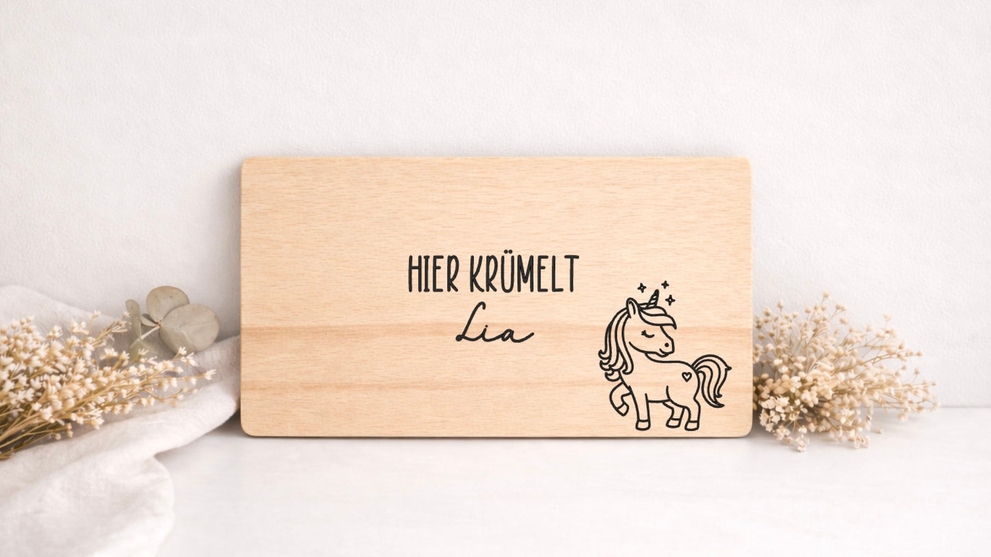 Frühstücksbrett - personalisiert - Hier krümelt