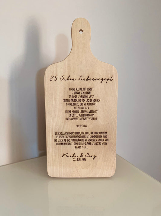 Geschenk - Silberhochzeit - Holzbrett