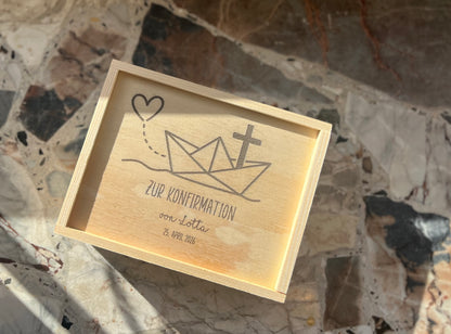 Geschenk zur Konfirmation, Geldgeschenk, Personalisierte Geschenkbox