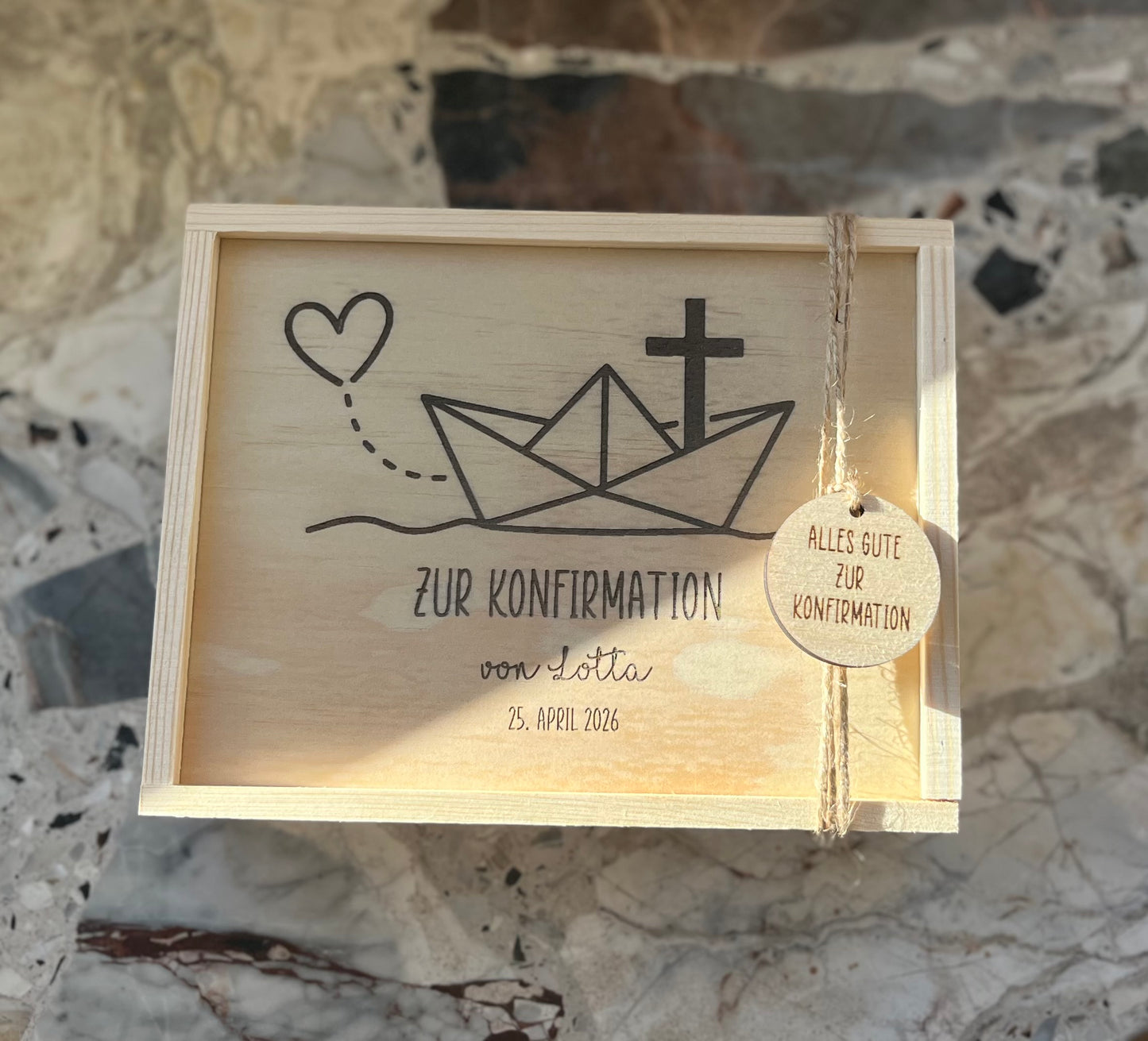 Geschenk zur Konfirmation, Geldgeschenk, Personalisierte Geschenkbox